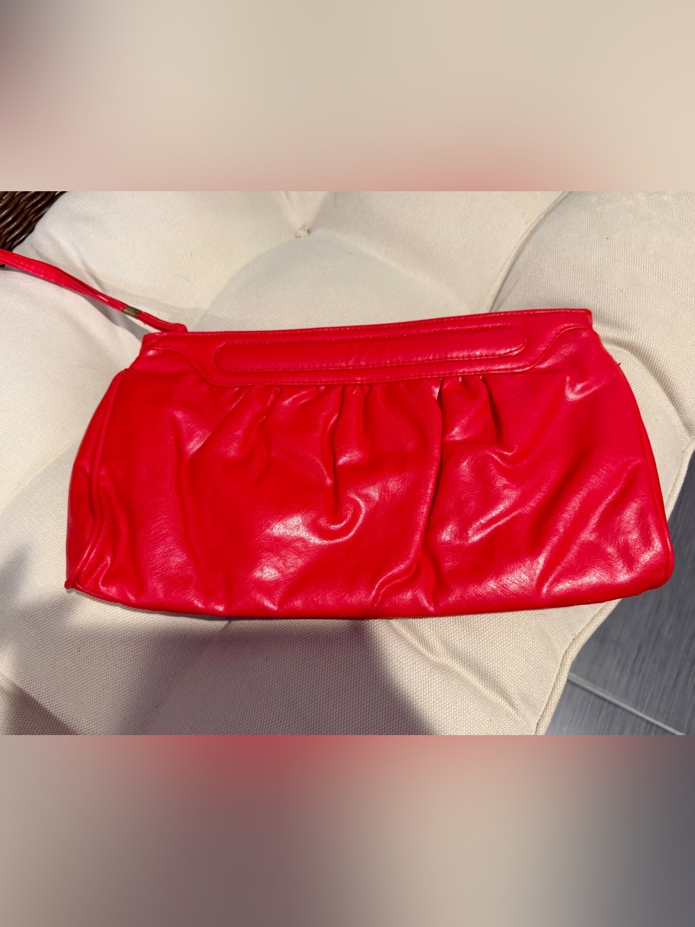 Bold Red Ruched Wristlet Clutch